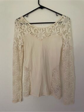 FP Sweet Thang cross back lace panel long sleeve